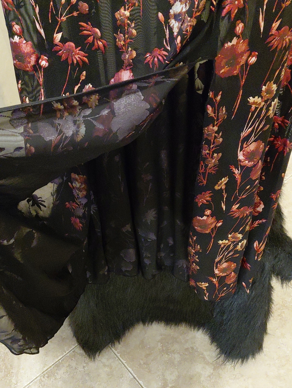 DOLLSKILL CURRENT MOOD MAXI XXL Black Slip Dress with Burnt Orange Floral Print - Picture 4 of 16